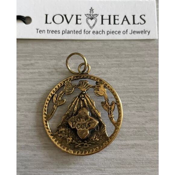 Love Heals Yellow Bronze Large Mercy Charm Be Creative Jewelry Ojai CA LH34 - Picture 2 of 7